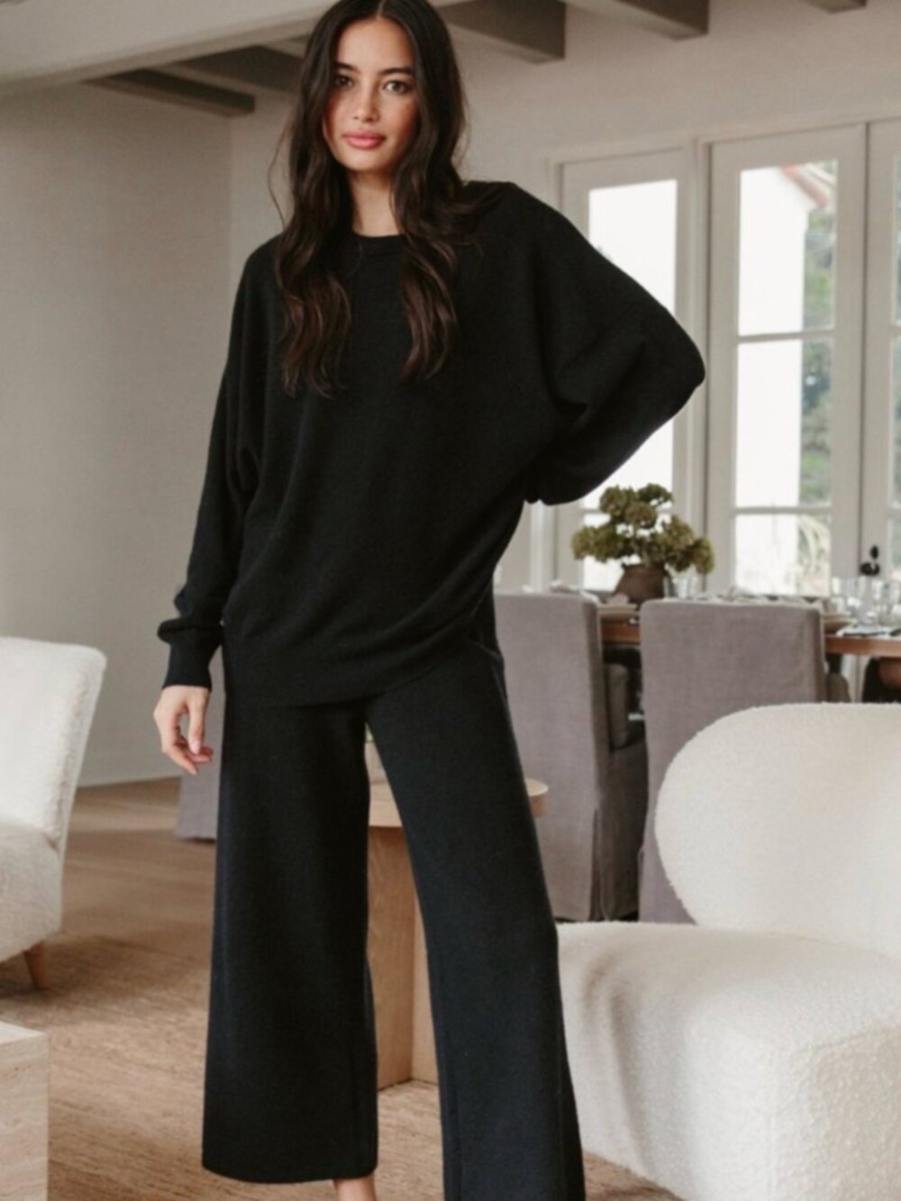 Jenni Kayne Marina Wide Leg Coulette Pants Black XL